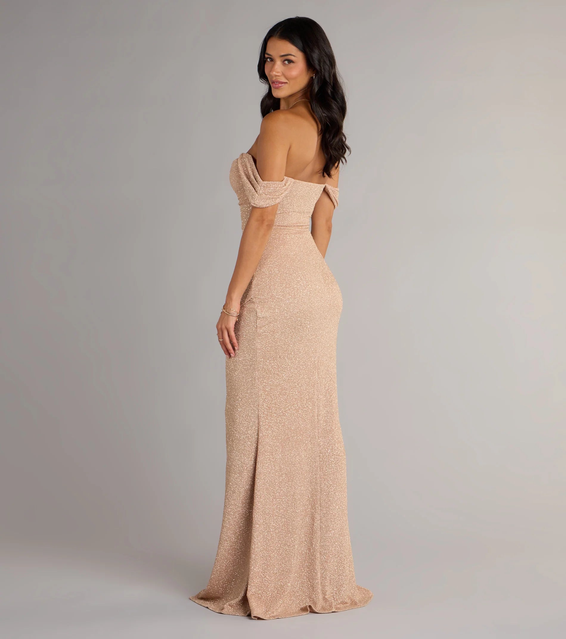 Airlie Formal Glitter Off-The-Shoulder Dress