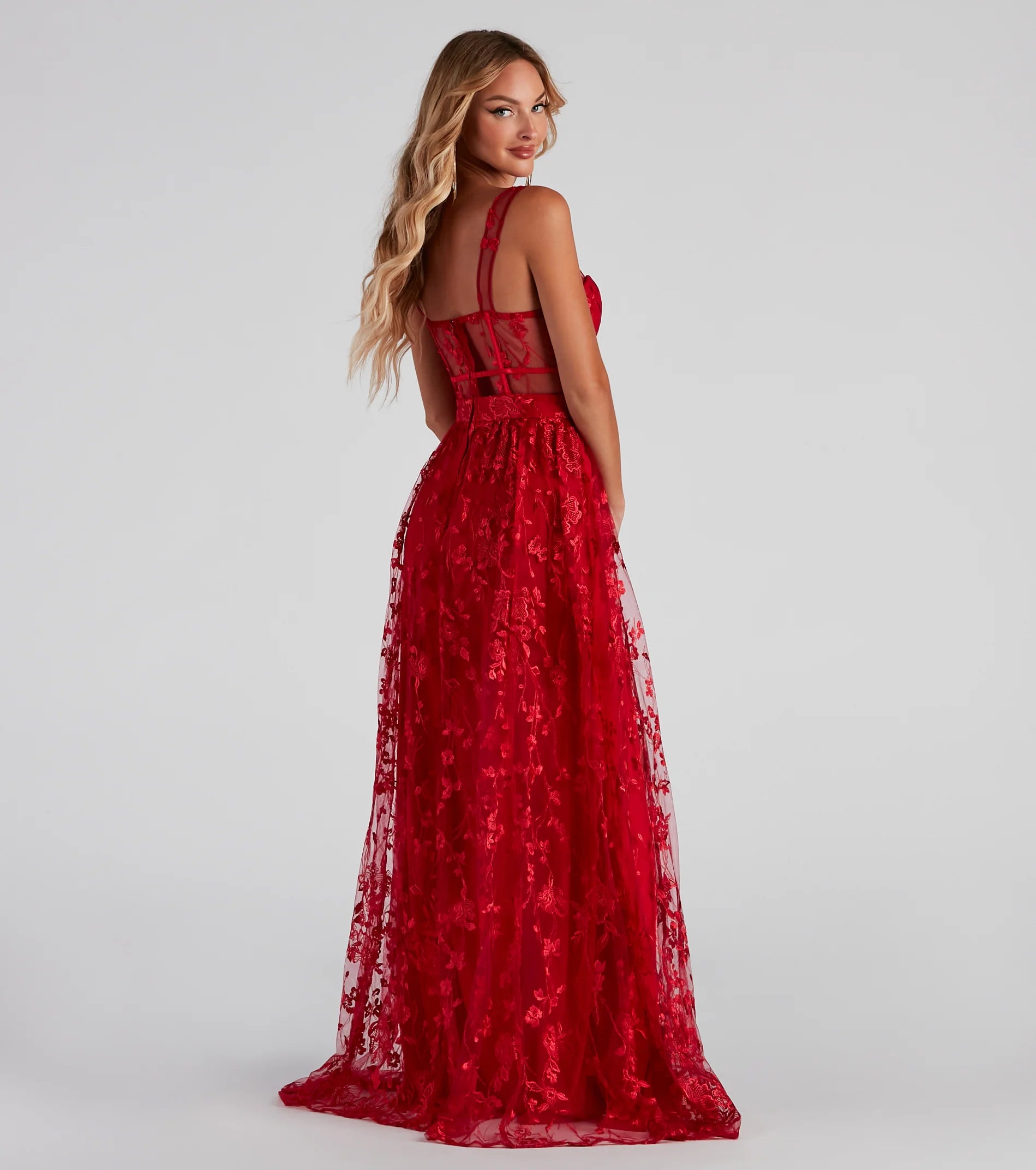 Alina Formal Illusion Lace A-Line Dress