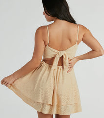 Simply Sunny Scoop Neck Skater Eyelet Mini Dress