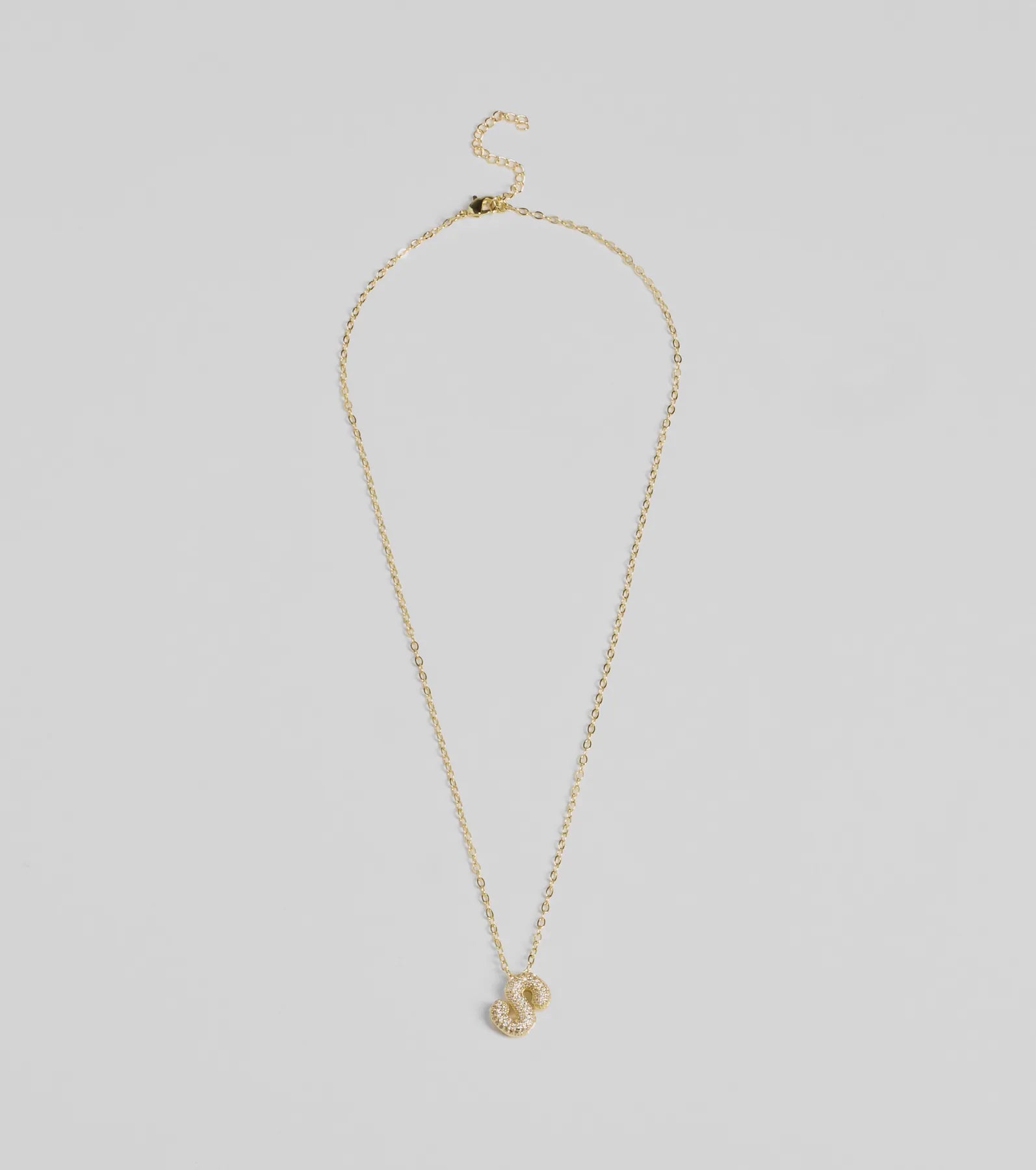 Bubble Letter Monogram Rhinestone Necklace