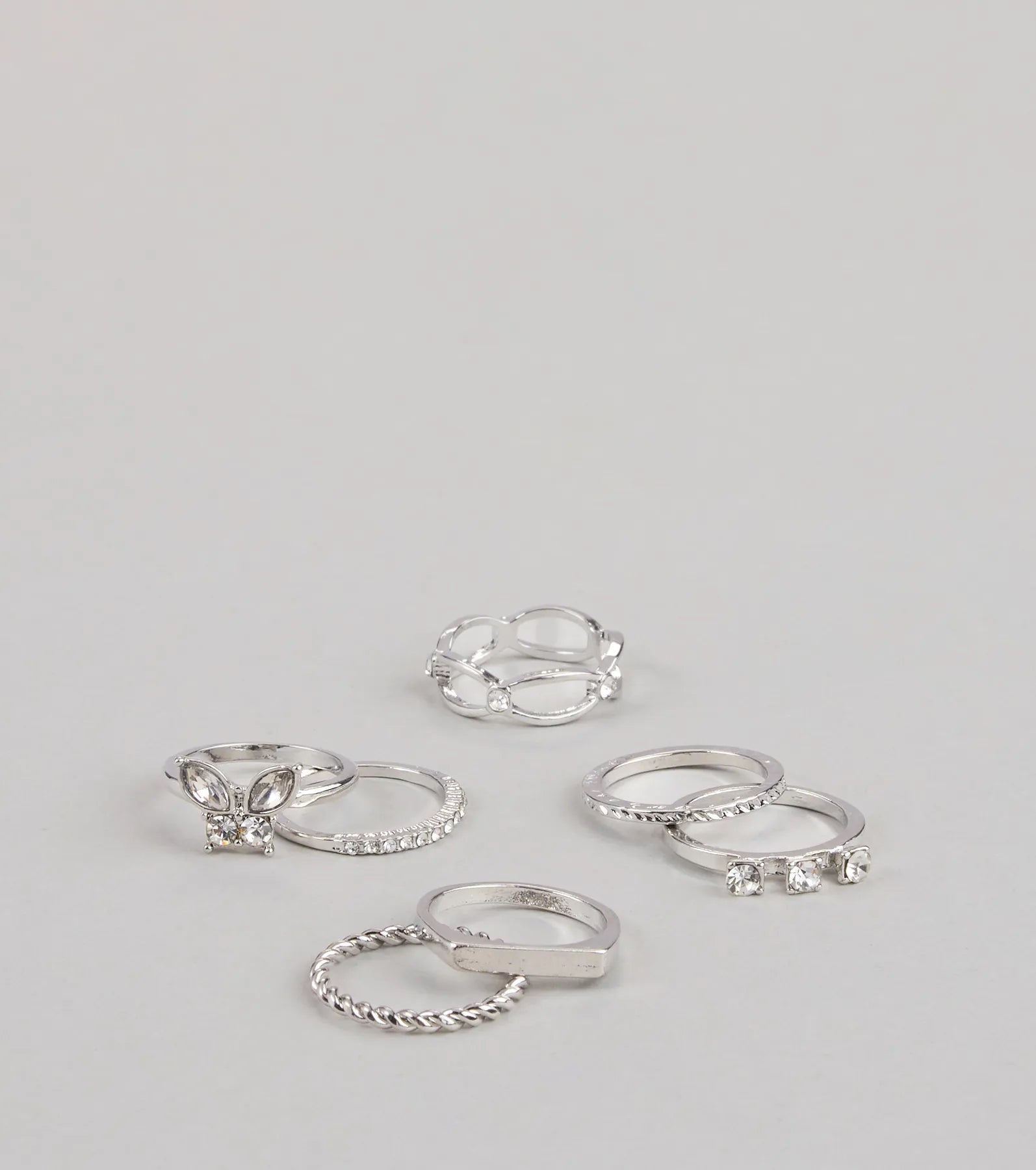 Charming Bold Butterfly Seven-Pack Ring Set