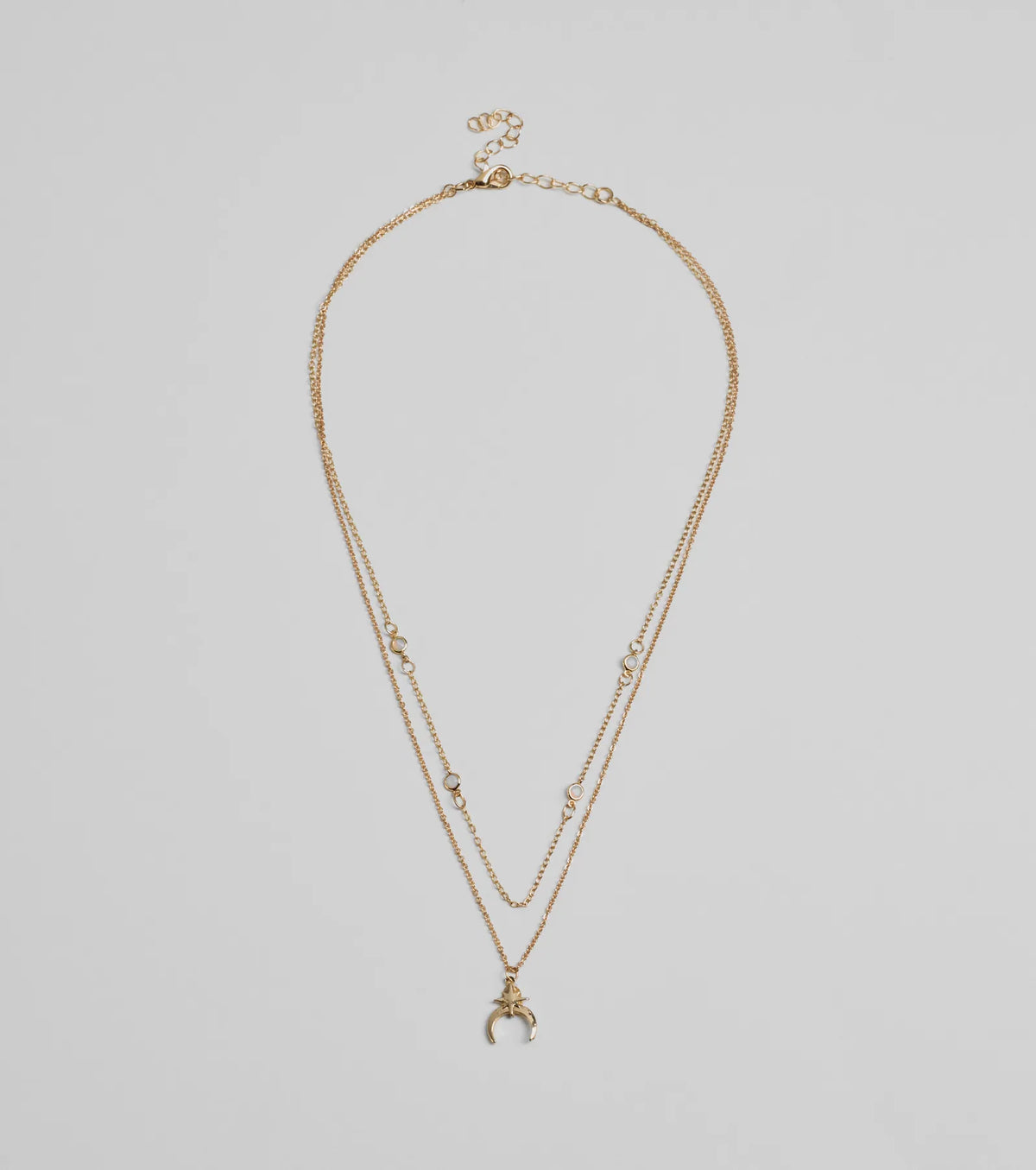 New Moon Star Charm Layered Necklace