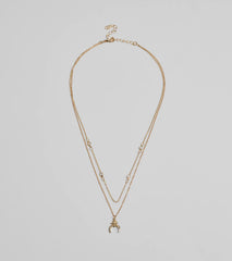 New Moon Star Charm Layered Necklace