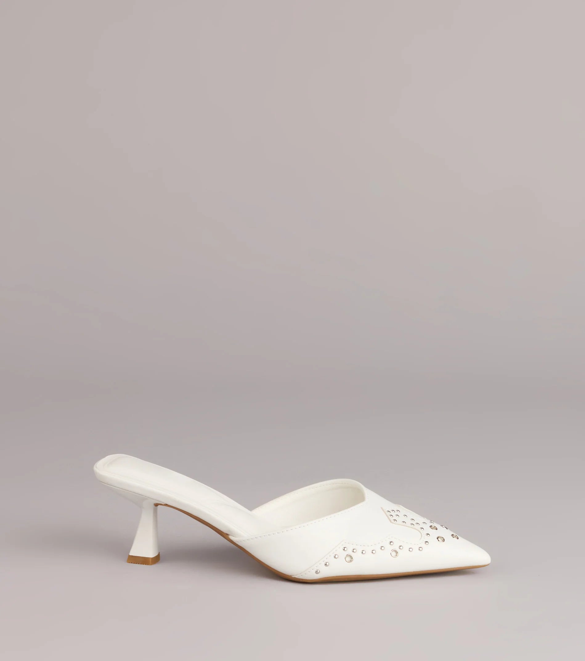 Studded Edge Pointed Kitten Pumps