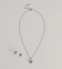 Dazzling Dainty Cubic Zirconia Necklace And Earrings Set