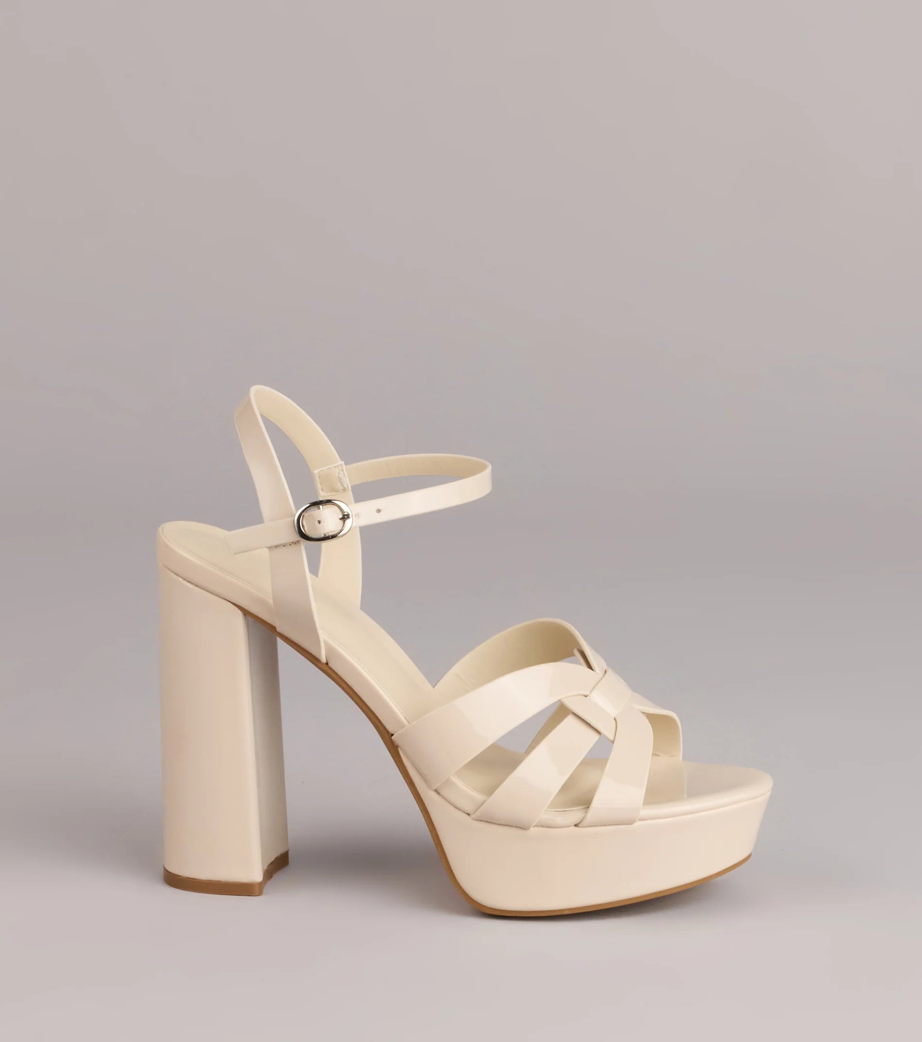 Glossed Up Patent Strappy Platform Heels