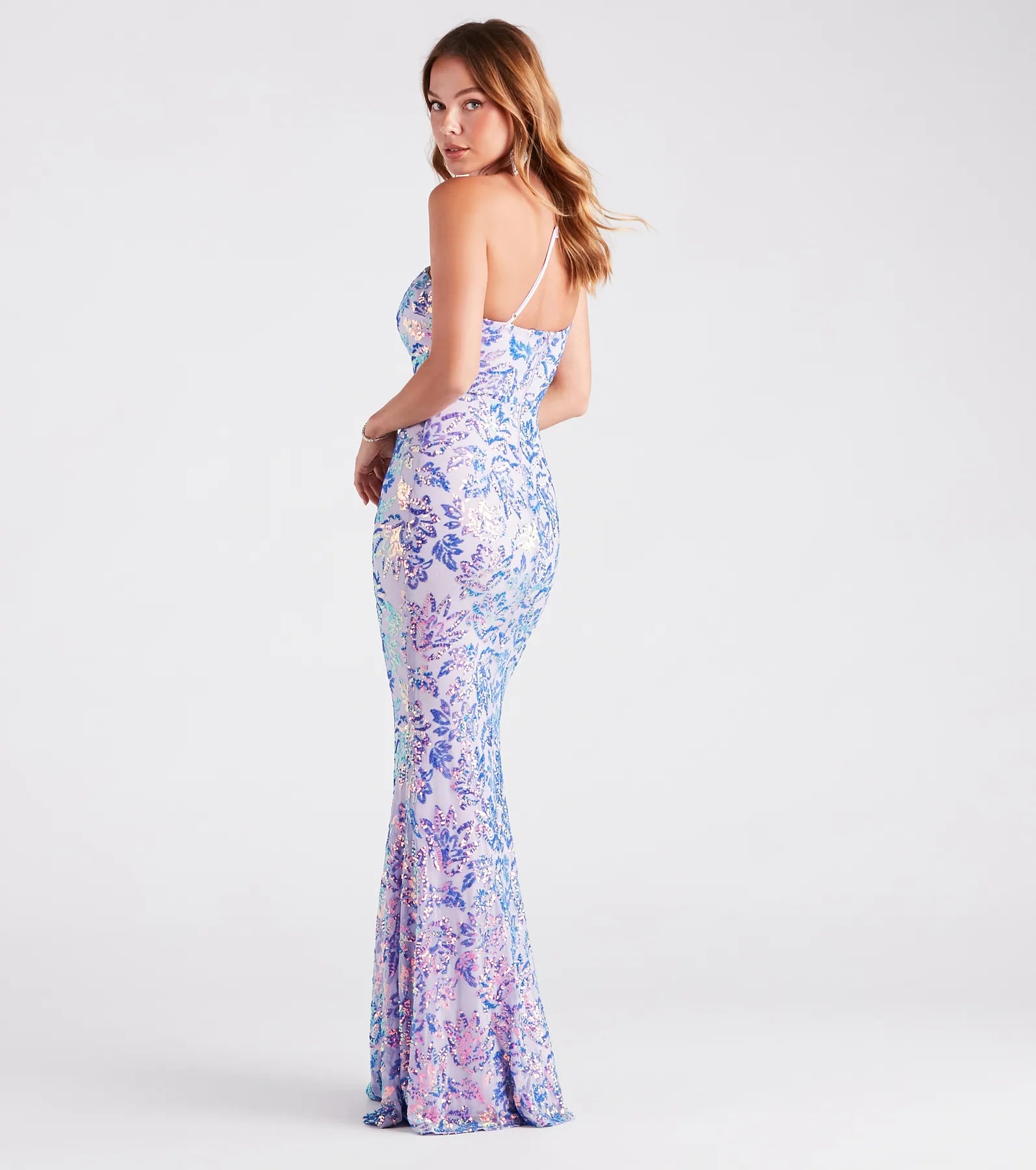 Meredith One-Shoulder Sequin Formal Dress