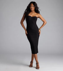 Serving Chic Vibes Strapless Bodycon Midi Dress