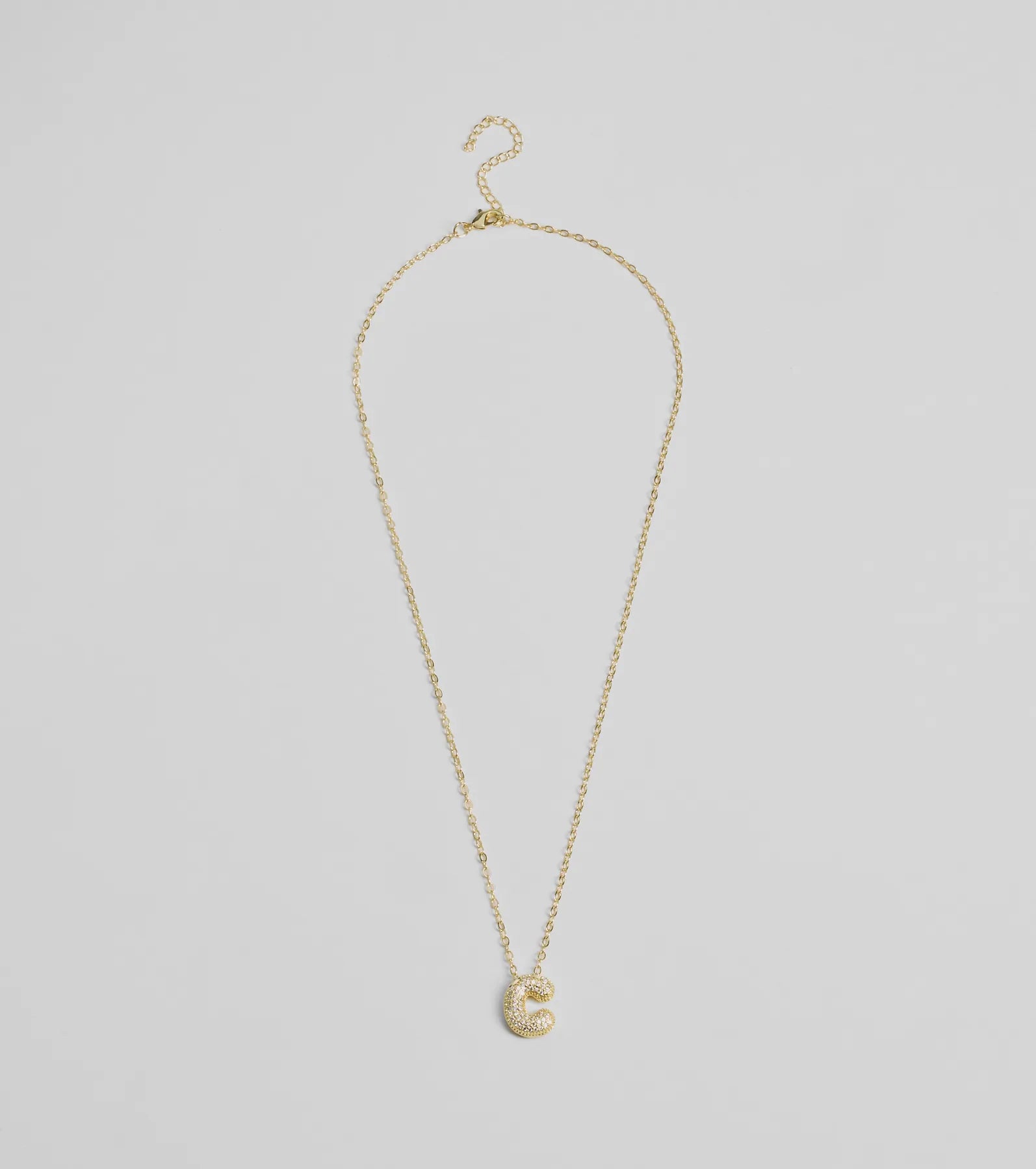 Bubble Letter Monogram Rhinestone Necklace