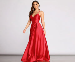 Kendall Satin Lace Up Back Ball Gown
