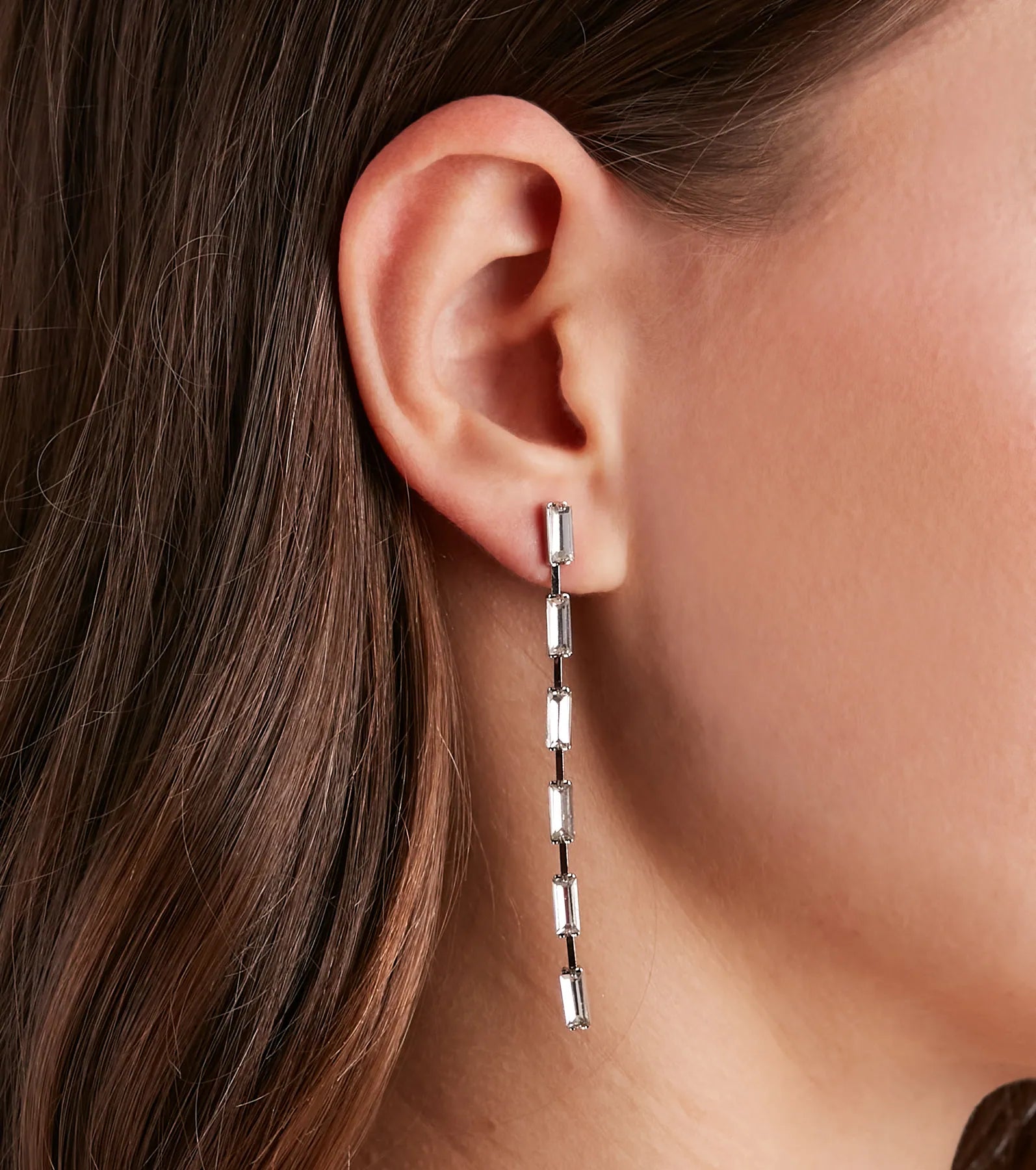 Chic Shine Rhinestone Stud And Duster Earrings Set