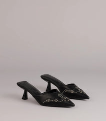 Studded Edge Pointed Kitten Pumps
