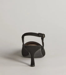 Forever Chic Pointed-Toe Slingback Kitten Heels