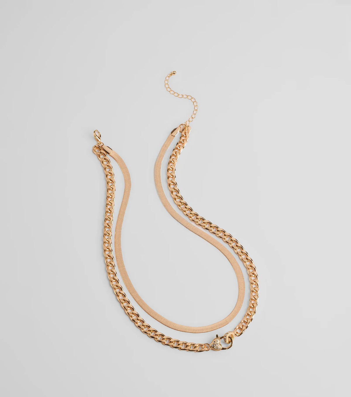 Sweet And Edgy Heart Layered Chain Necklace