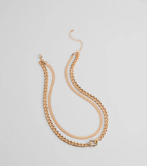 Sweet And Edgy Heart Layered Chain Necklace