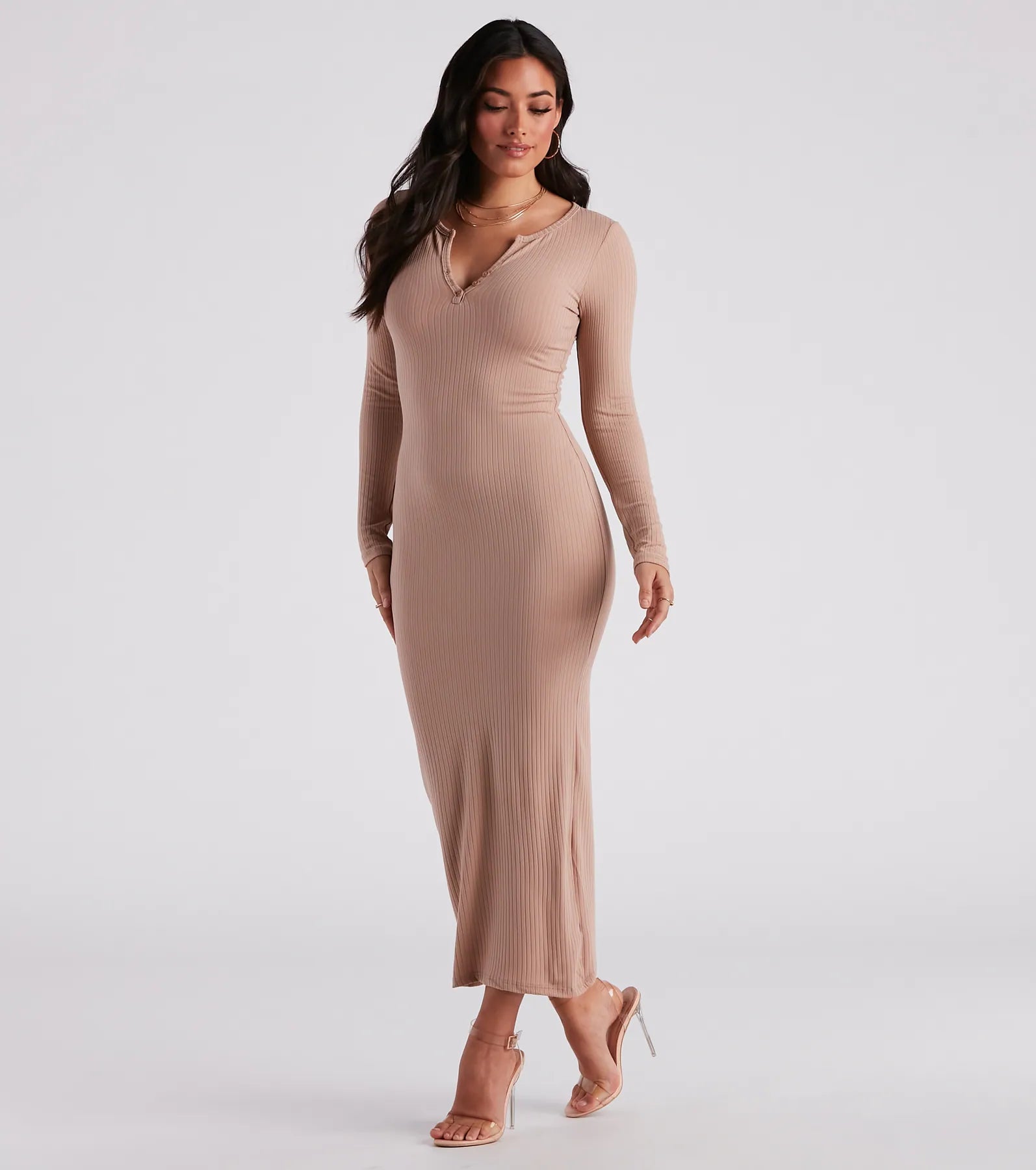 First Pick Henley Knit Maxi Dress