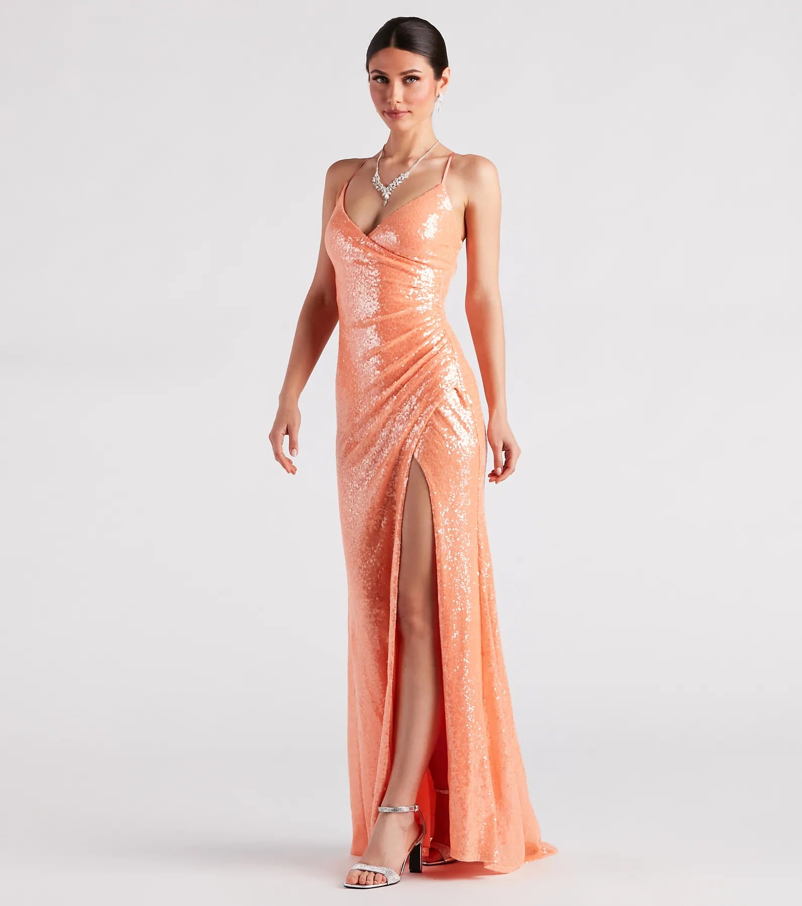 Ariella Formal High Slit Sequin Mermaid Dress