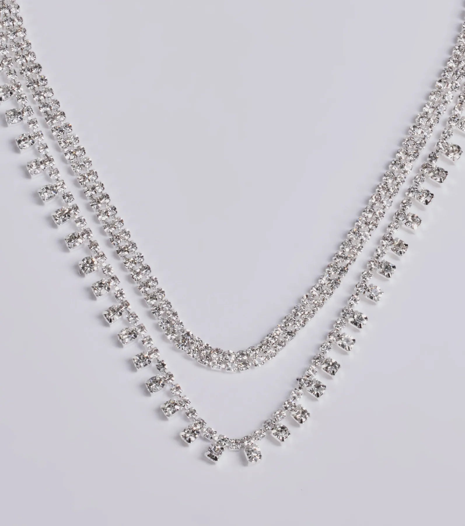 Glam Factor Layered Rhinestone Choker Necklace