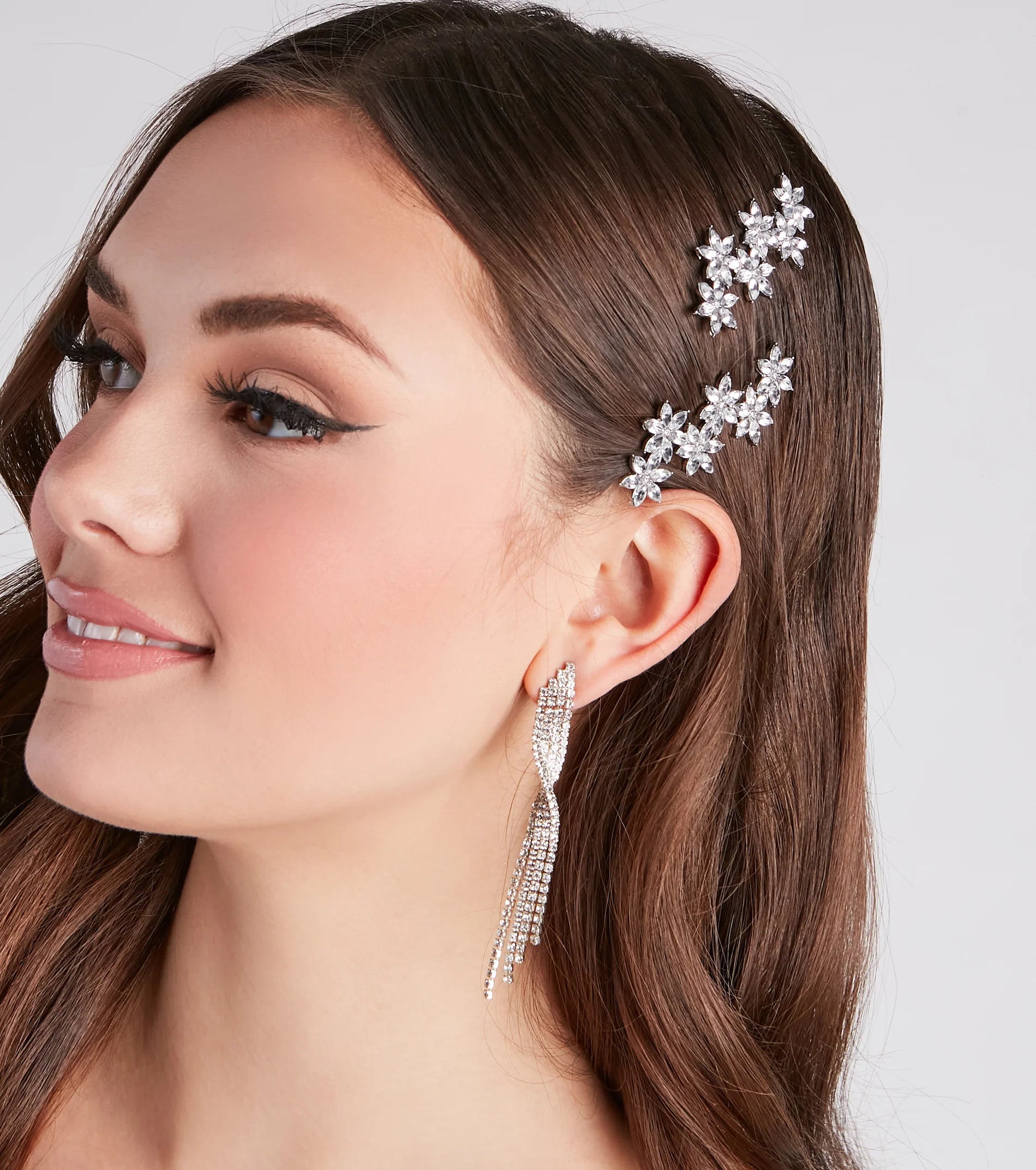 Bloom With Glamour Rhinestone Floral Barrette Set