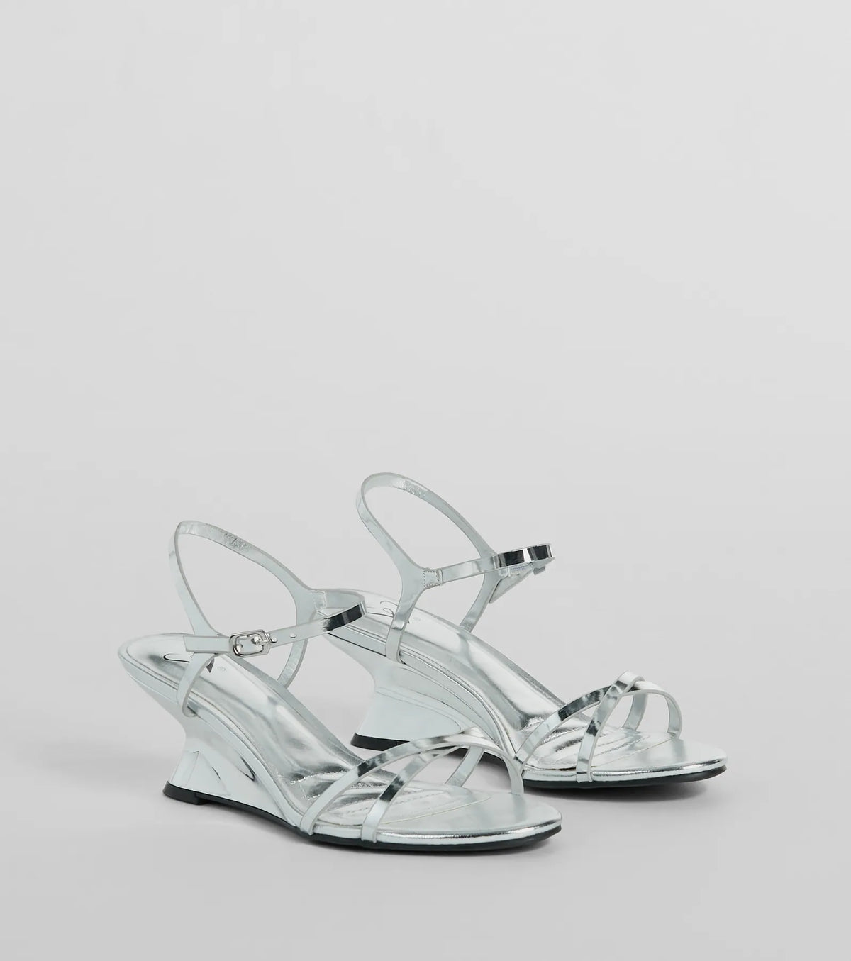 Forever Fab Reflective Chrome Wedge Heels