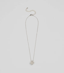Just Your Luck Rhinestone Clover Charm Necklace