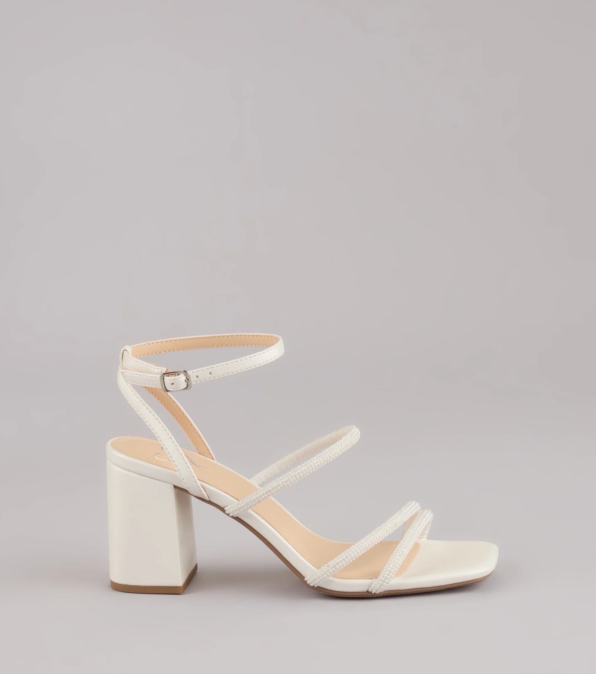 Chic And Polished Pearl Satin Block Heels