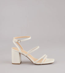 Chic And Polished Pearl Satin Block Heels