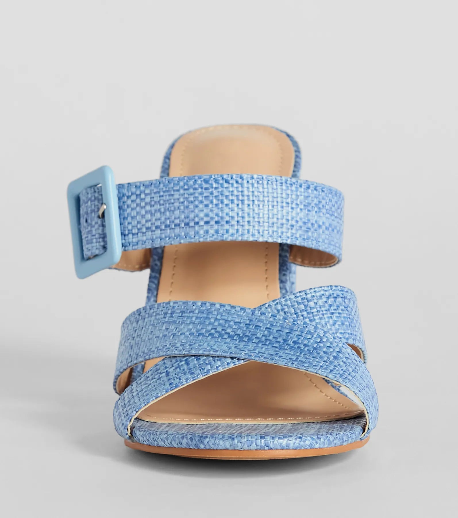 Seaside Vacay Criss Cross Straw Block Heels
