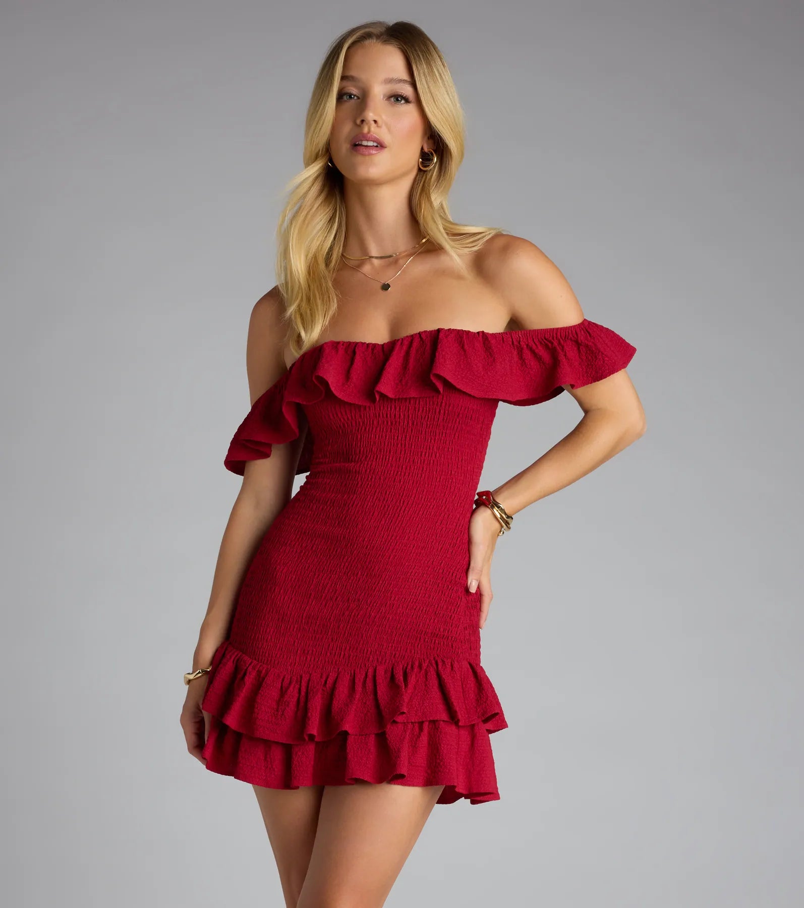 Definition Of Cute Off-The-Shoulder Mini Dress
