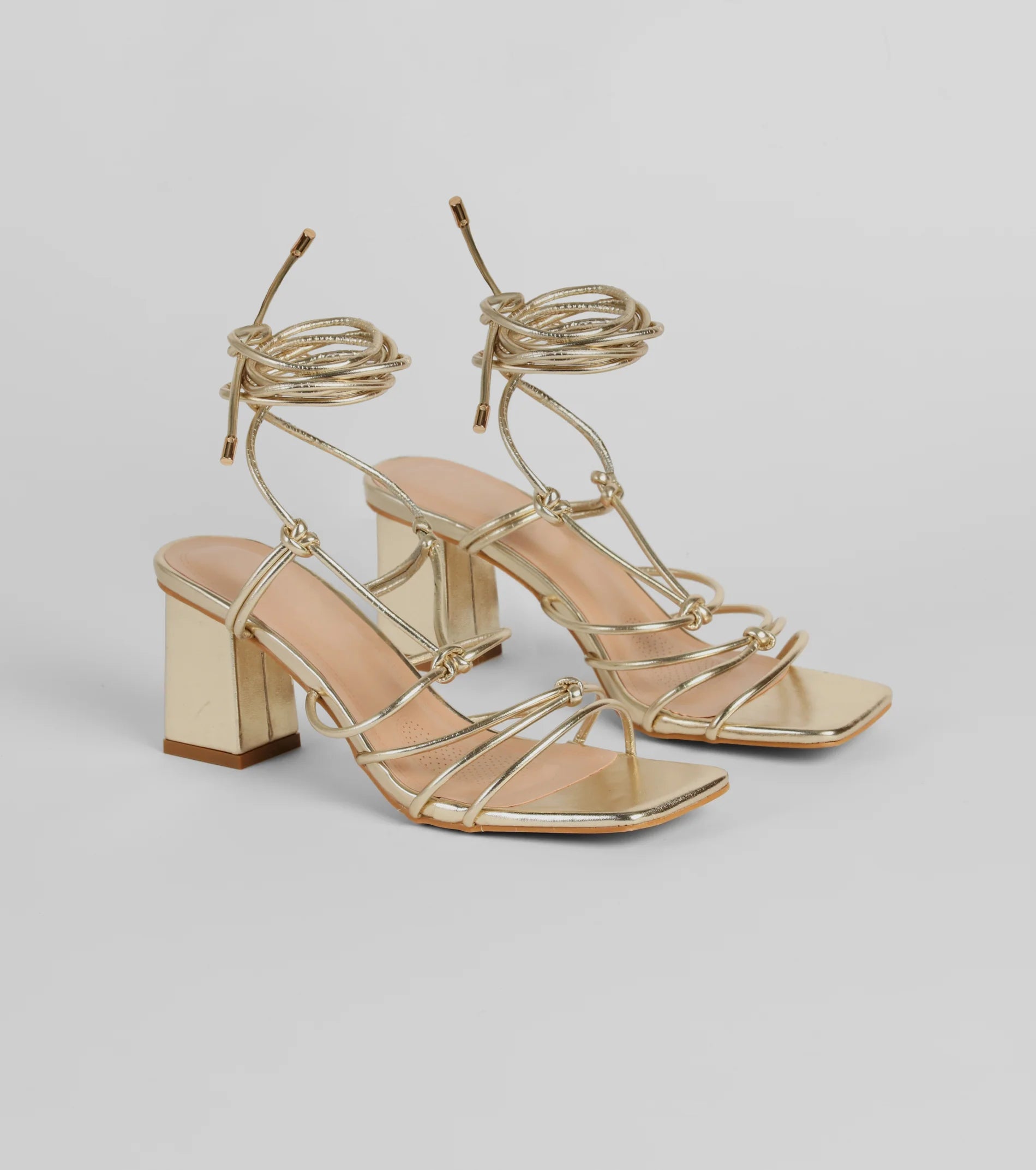 Come Around Metallic Lace-Up Block Heels