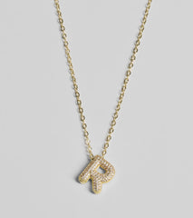 Bubble Letter Monogram Rhinestone Necklace