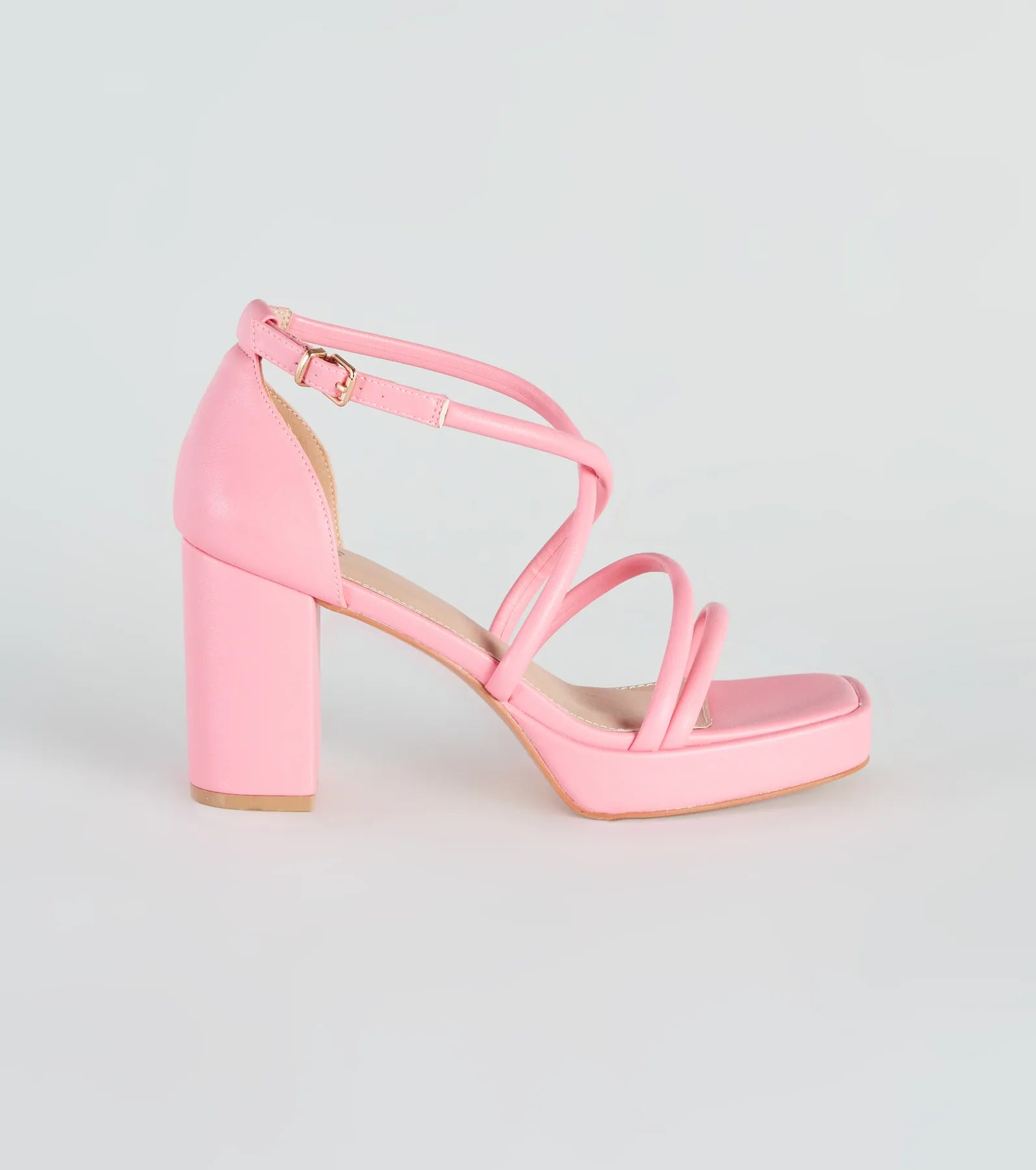 All Crossed Up Strappy Block Heels