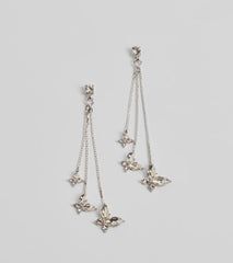 Adorable Shine Rhinestone Butterfly Drop Earrings