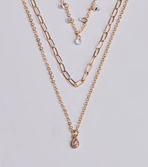 Glitzy Glimmer Layered Charm Necklace Set