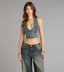 Front Row Fierce Denim Crop Top