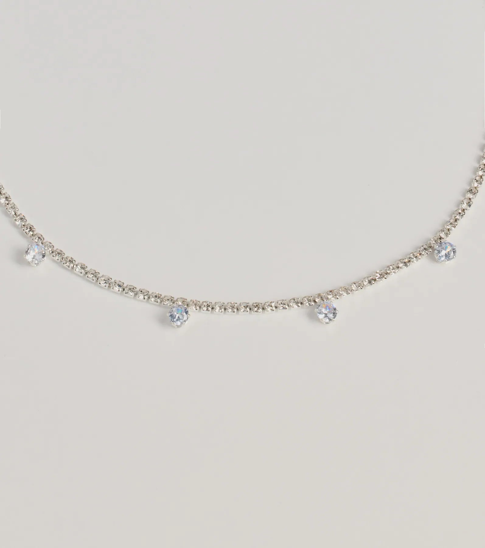Delicate Shine Cubic Zirconia And Rhinestone Choker