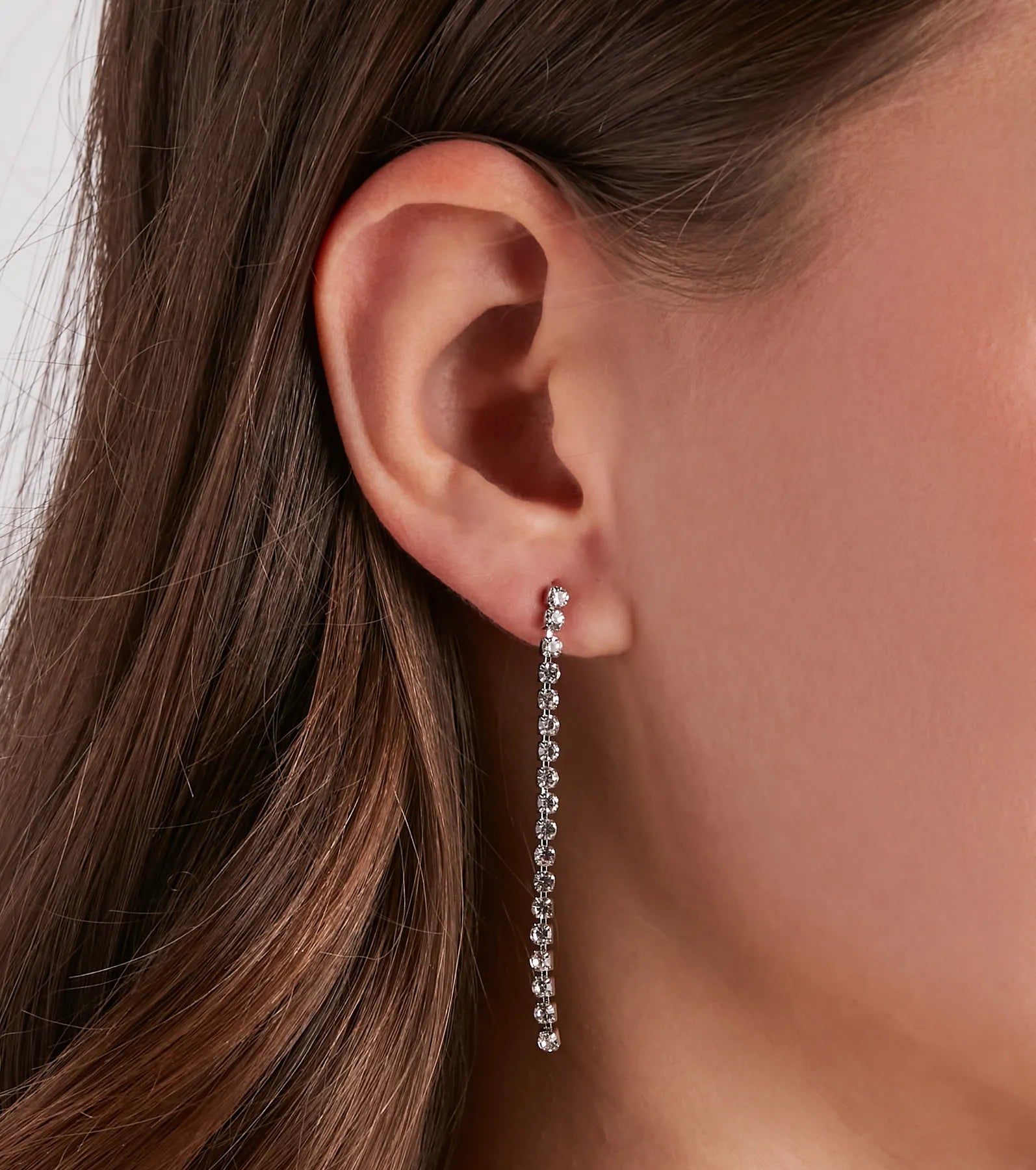 Chic Shine Rhinestone Stud And Duster Earrings Set