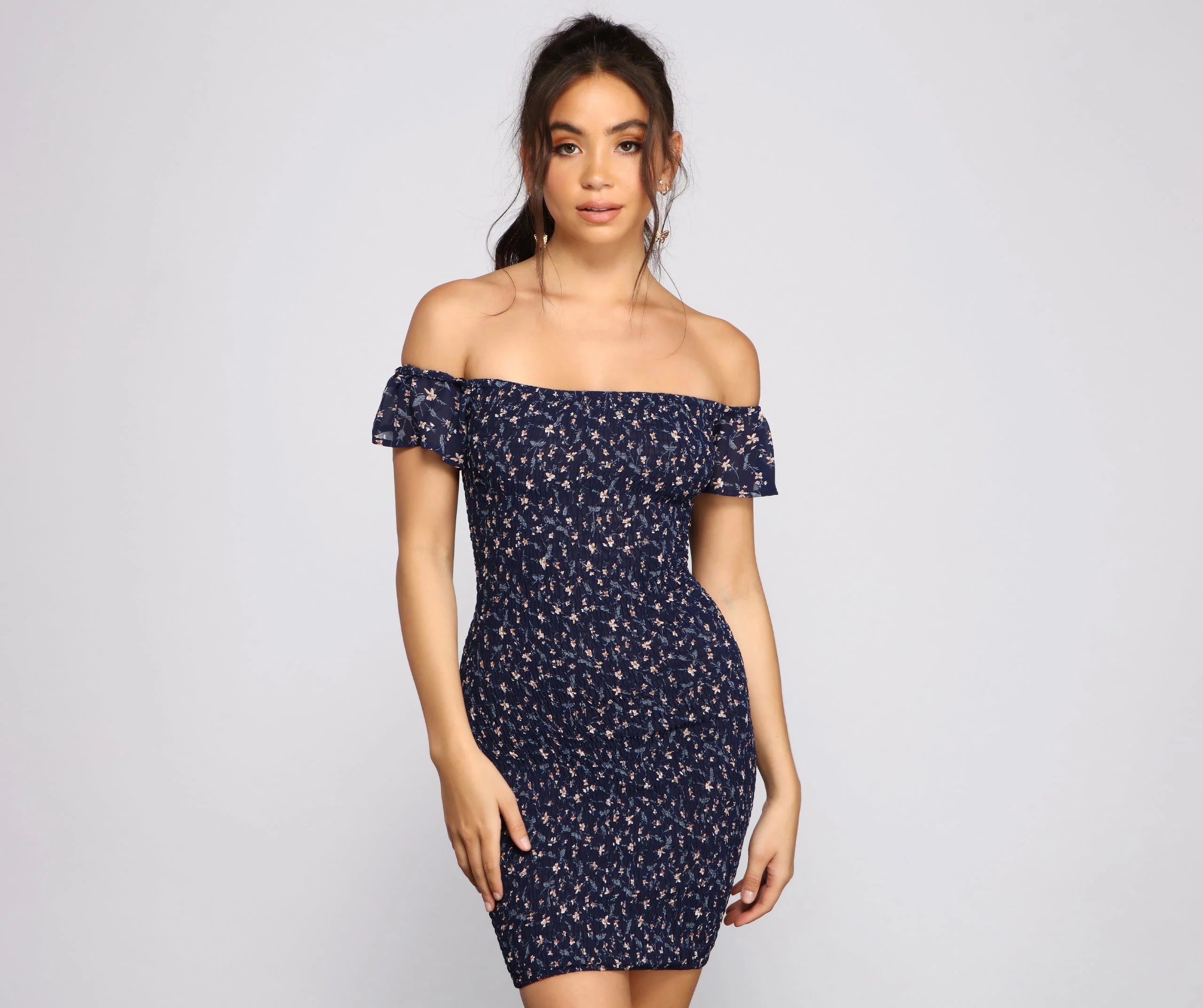 Sweet And Smocked Floral Mini Dress