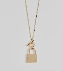 Glam Secret Lock Pendant Charm Necklace