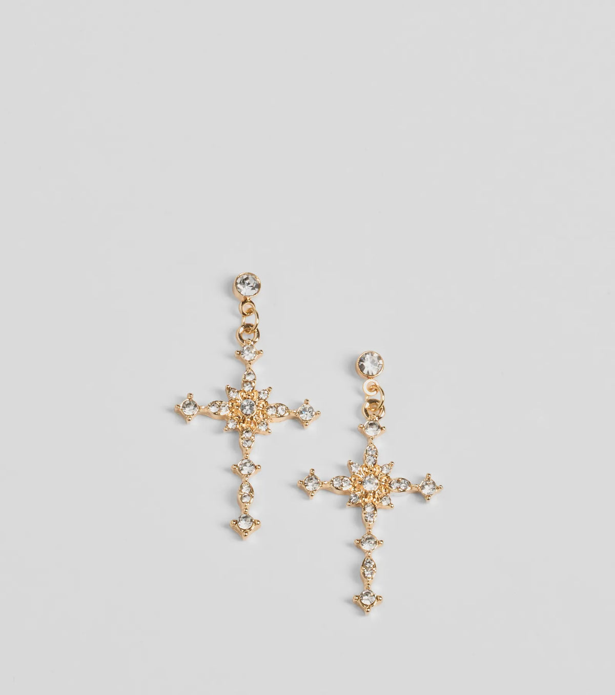 Graceful Charm Cross Rhinestone Earrings