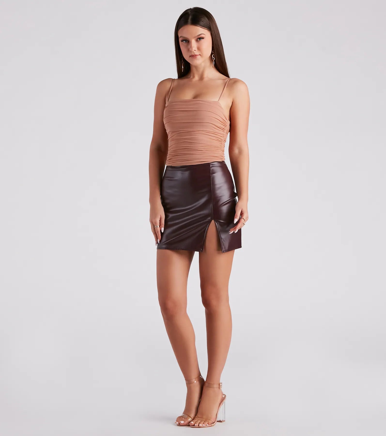 Mesh Around Square Neck Crop Top