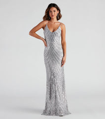 Amy Formal Sequin V-Neck Long Dress