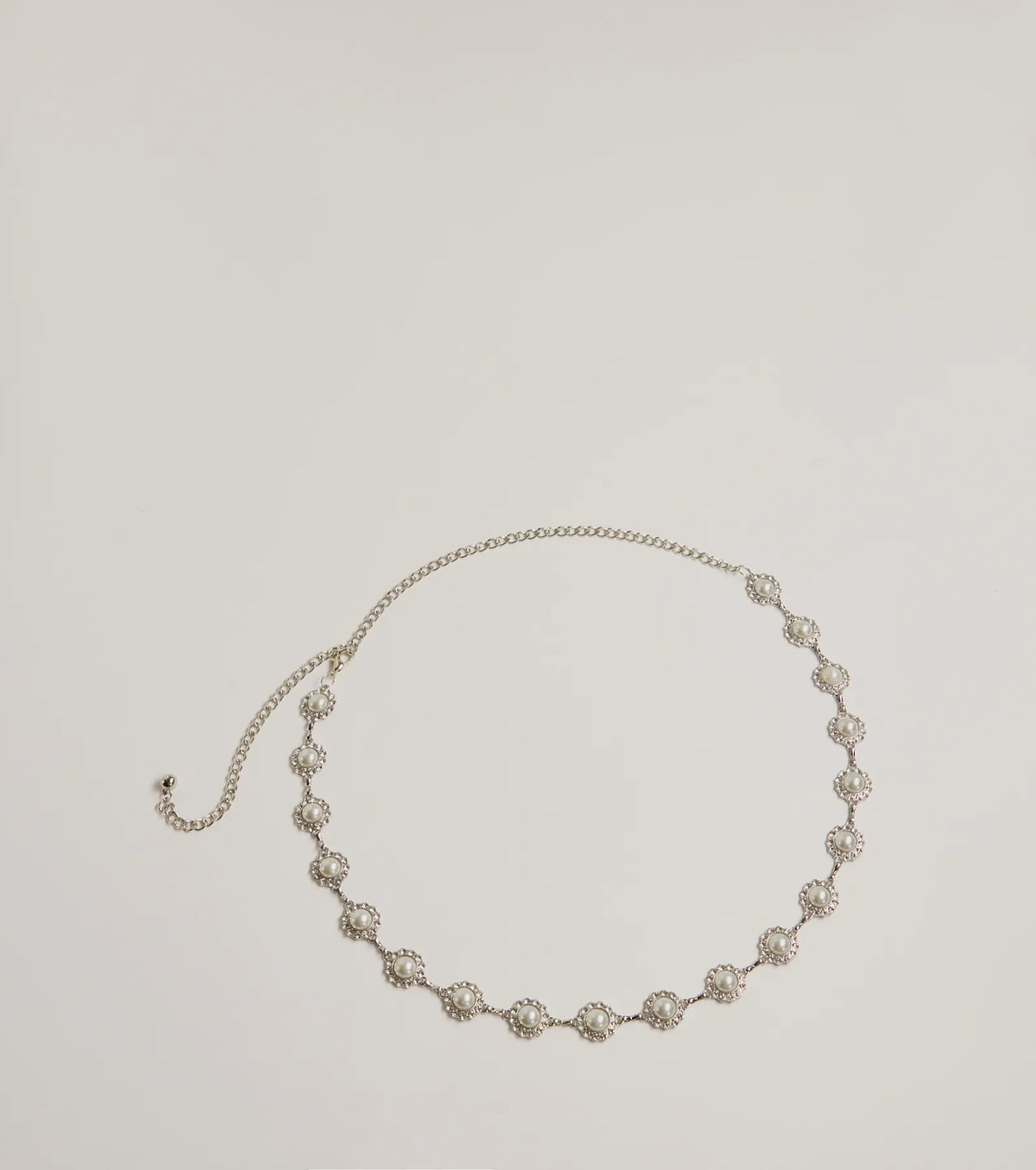 Elevated Chic Rhinestone And Faux Pearl Chain Belt