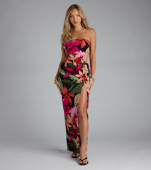 Destination Paradise Tropical Slit Maxi Dress