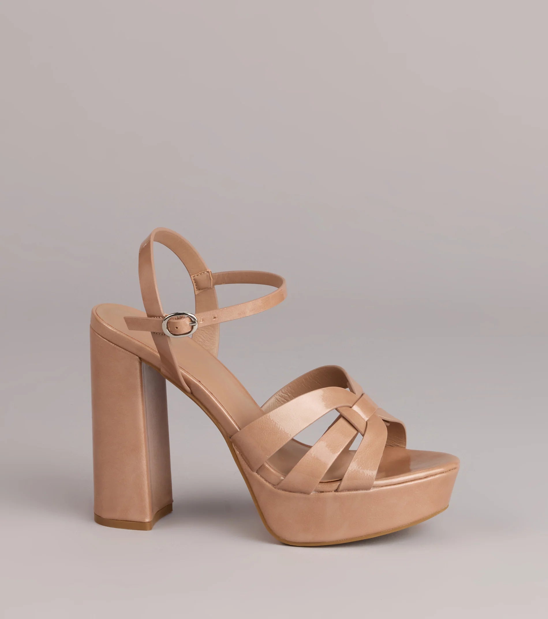 Glossed Up Patent Strappy Platform Heels