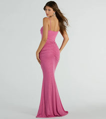 Ayanna Formal Glitter Ruched Mermaid Long Dress