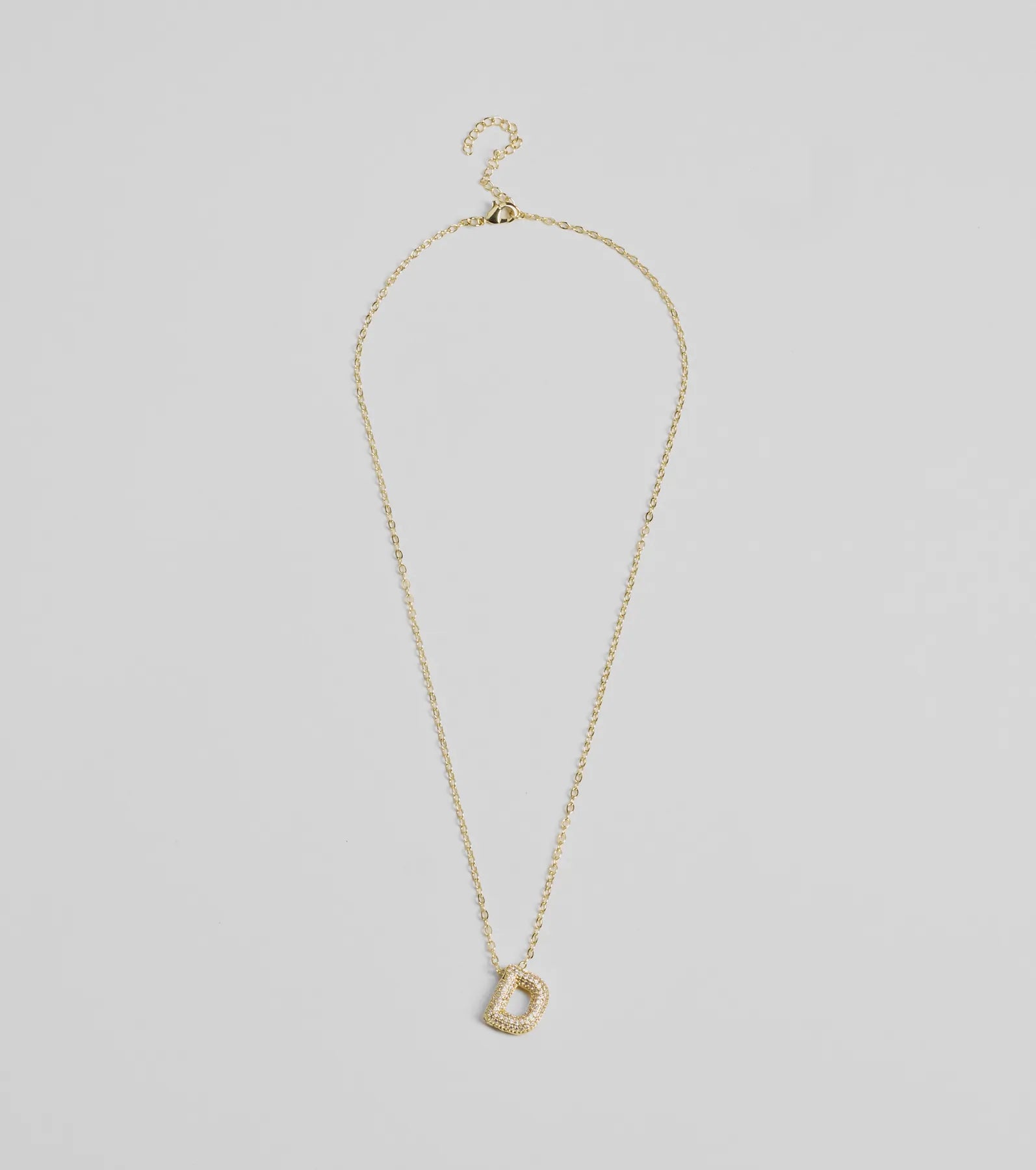 Bubble Letter Monogram Rhinestone Necklace