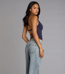 Hot Take Ruched Halter Tank Top