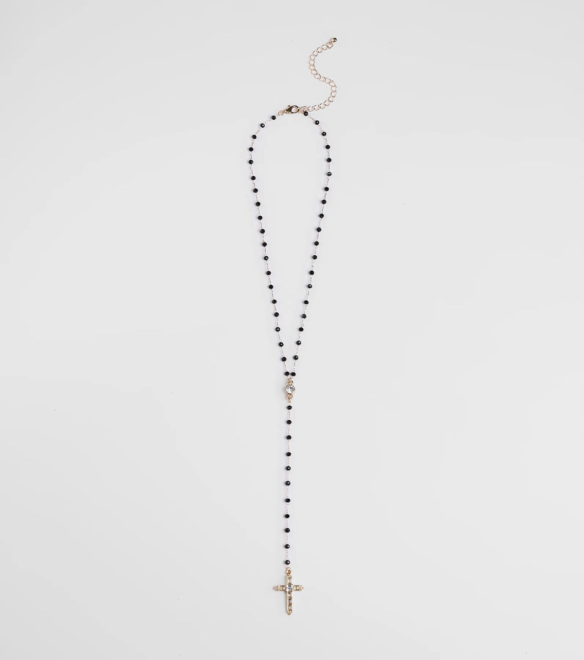 Beaded Beauty Rhinestone Cross Necklace