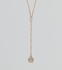 Dainty Glam Rhinestone Chain Lariat Necklace